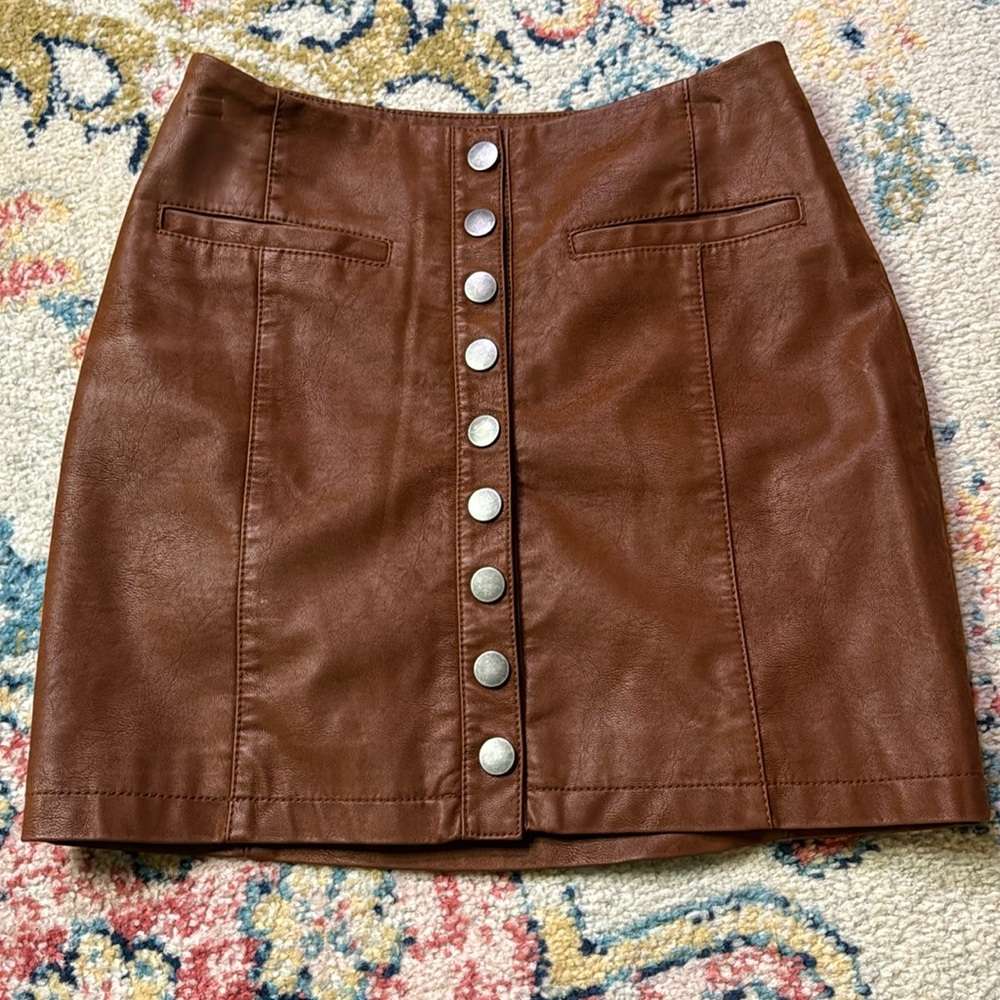 Free People Oh Snap Vegan Leather Mini Skirt 0